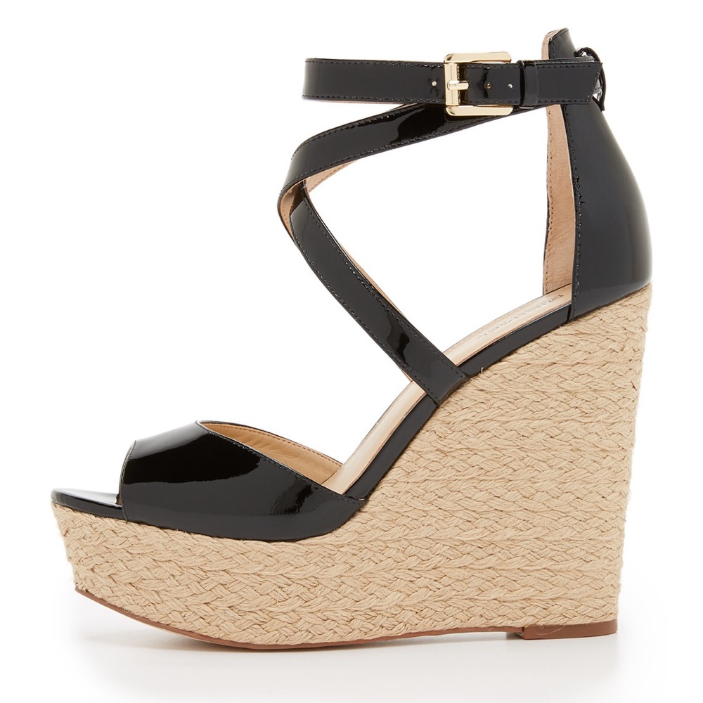 Black Michael Kors patent wedges